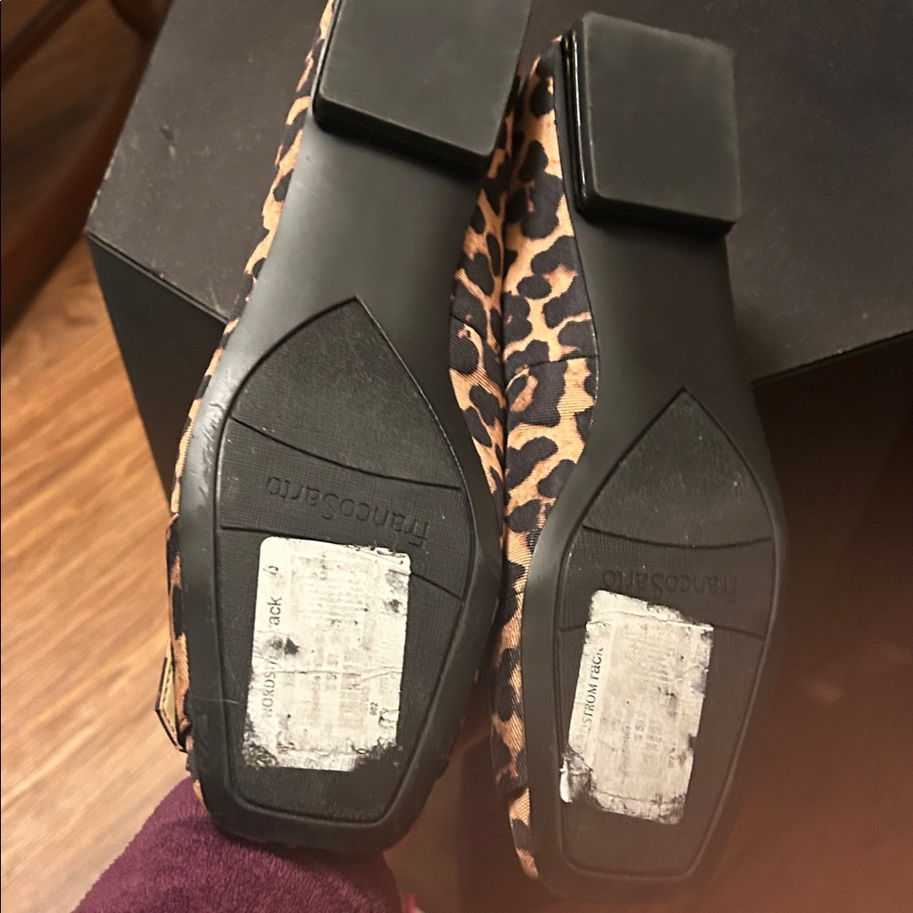 Franco Sarto Leopard Print Flats with Gold Buckle - Picture 7 of 7
